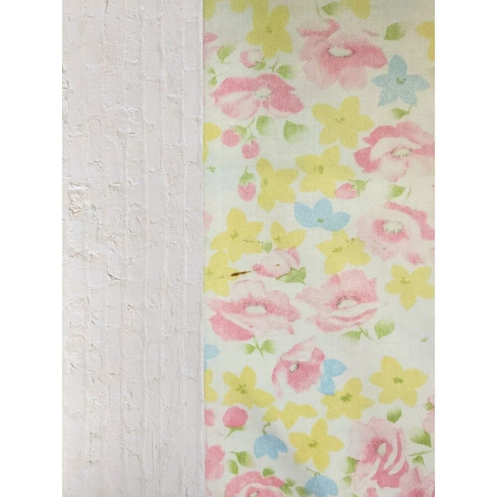 Vtg 80s Cannon Floral Set 2 Standard Pillowcases Pink Yellow Roses MCM Cottage